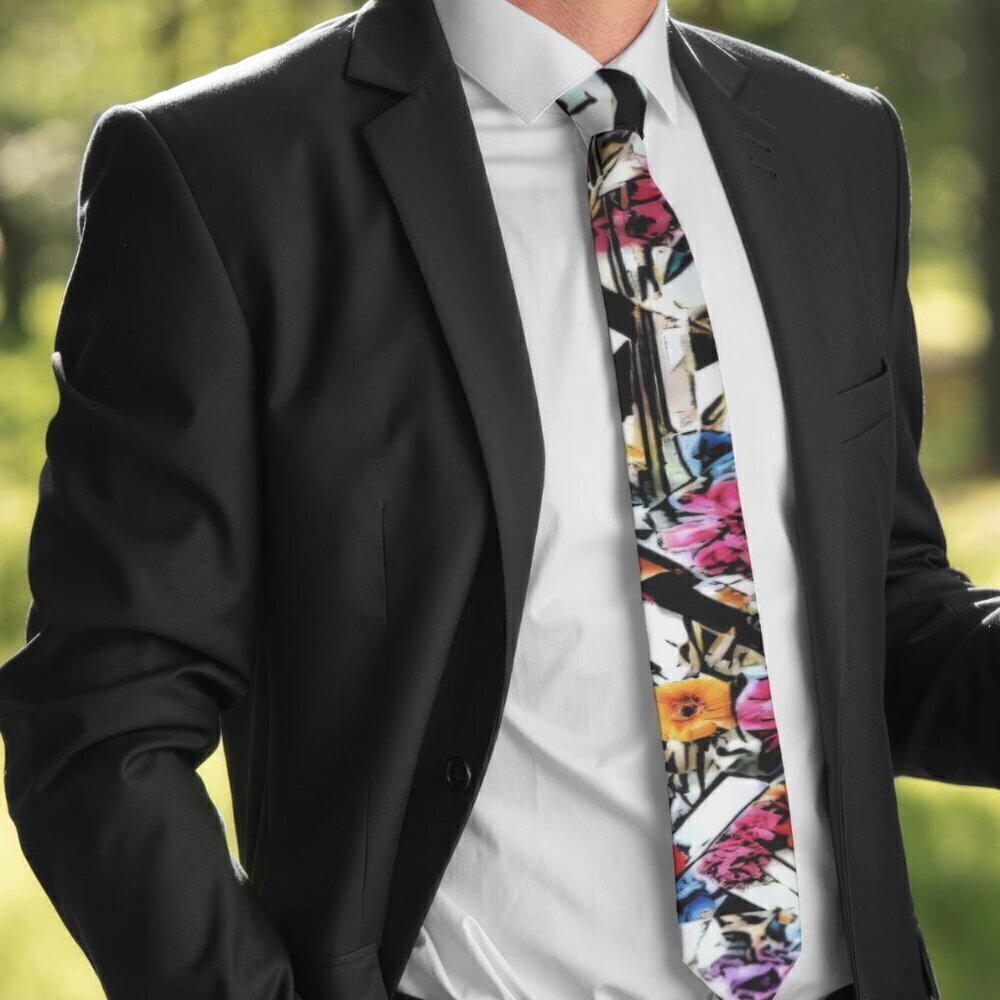 Floral Baroque Abstract Designer Menswear Tie Necktie Pink Black Lavender Rococo - Picture 2 of 9